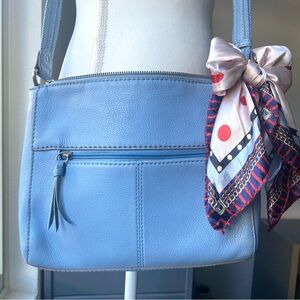 The Sak Light Blue Leather Slim Crossbody Bag